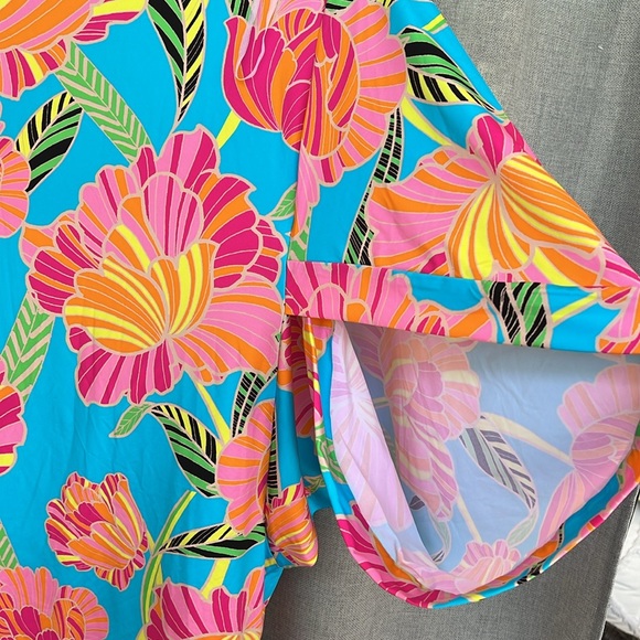 TRINA TURK POPPY KIMONO SWIM TUNIC DRESS blue pink size M ( S  runs small) - Picture 16 of 16